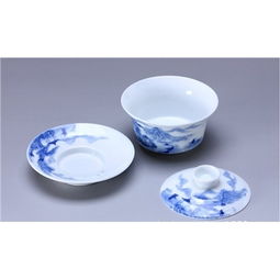 景德鎮手繪青花 山水蓋碗 三才子 敬茶碗 陶瓷功夫茶具 精品 福卡商城