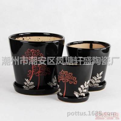 【廠家直銷室內桌面臺上陽臺辦公桌套三陶瓷花盆-001印花黑】潮州市潮安區(qū)鳳塘軒盛陶瓷廠 - 產品庫